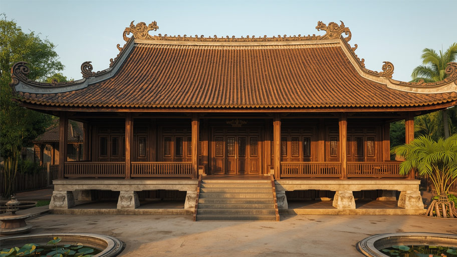 Nhà gỗ mái đao 5 gian đẹp