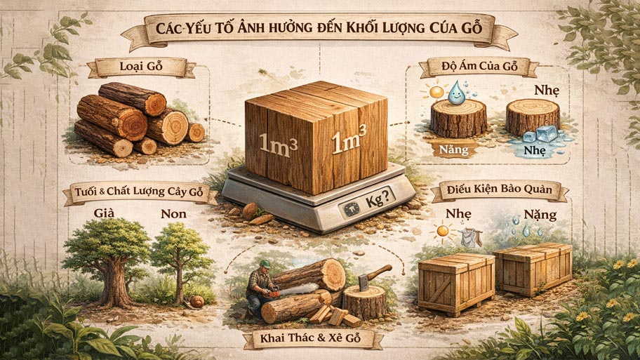 Các yếu tố ảnh hưởng đến khối lượng của gỗ