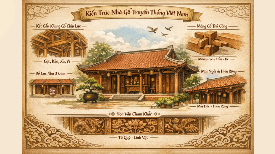 Đặc điểm kiến trúc nhà gỗ truyền thống