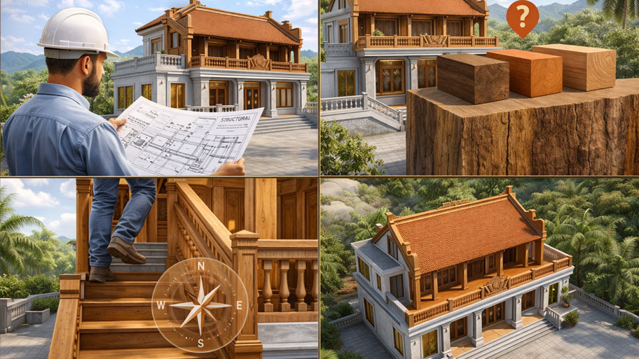 Điểm cần lưu ý khi xây dựng nhà gỗ 3 gian tầng 2