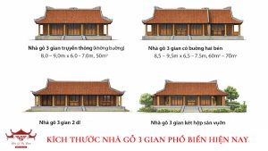 Kích thước nhà gỗ 3 gian