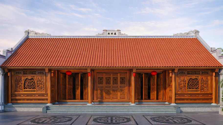 Kiến trúc nhà gỗ 3 gian 2 chái