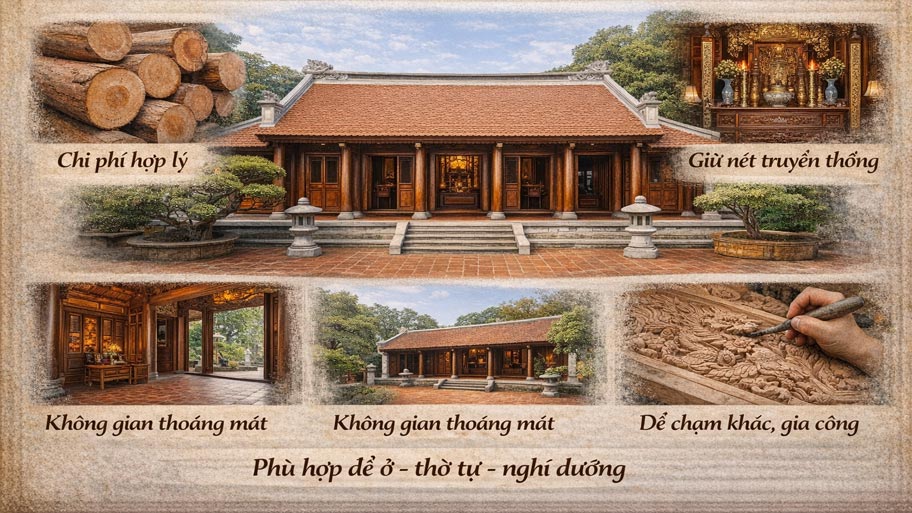 Lợi ích khi dùng nhà gỗ xoan 5 gian