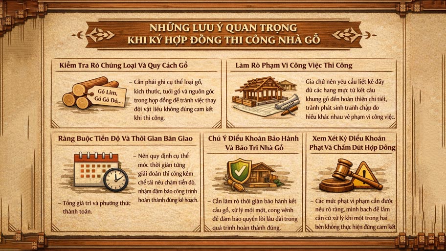 Lưu ý khi ký kết hợp đồng thi công nhà gỗ
