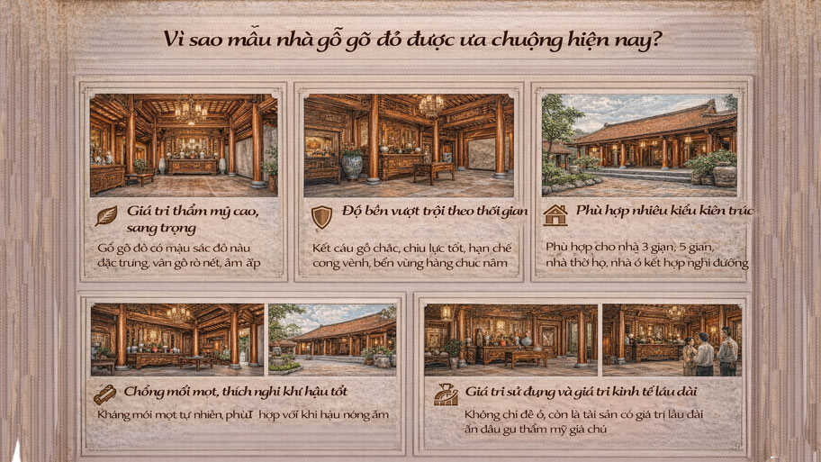 Lý do mẫu nhà gỗ gõ đỏ được ưa chuộng hiện nay