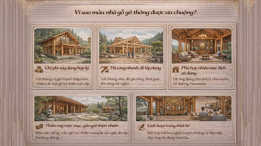 Lý do mẫu nhà gỗ thông được ưa chuộng