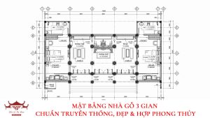 Mặt bằng nhà gỗ 3 gian