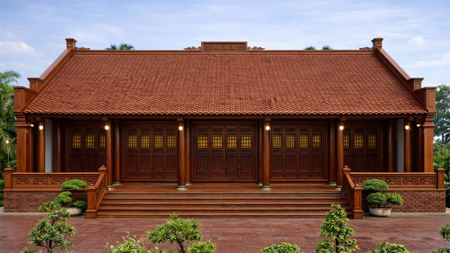 Mẫu nhà gỗ lim 5 gian