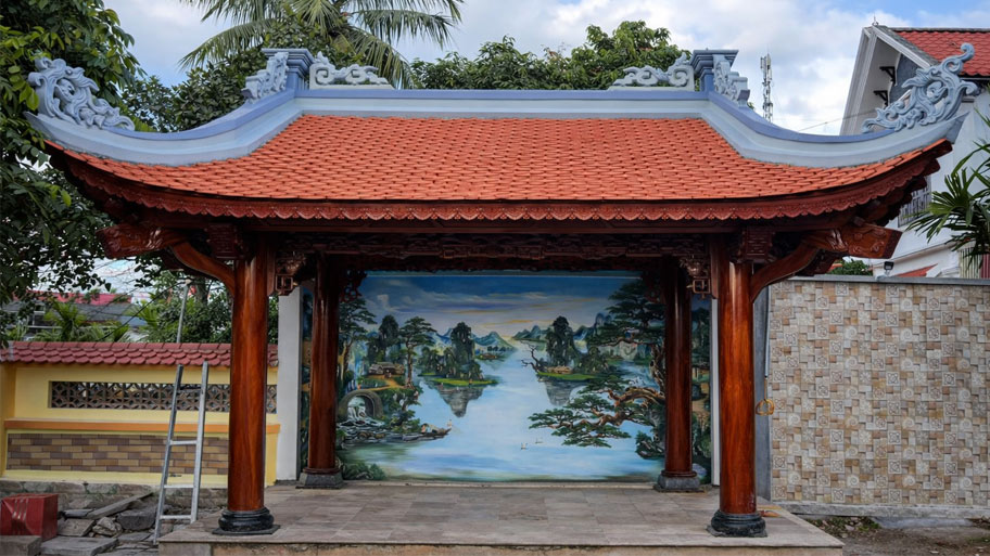 Nhà chòi gỗ tứ giác mái đao