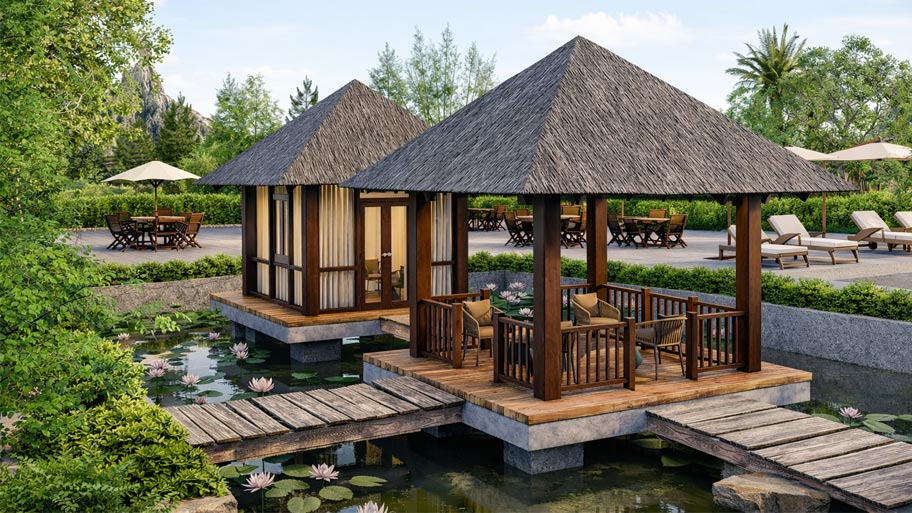 Nhà chòi gỗ tứ giác phong cách miền Tây