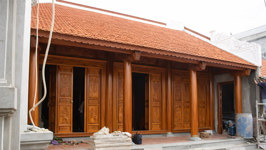 Nhà gỗ 3 gian bằng gỗ xoan