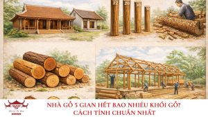 Nhà gỗ 5 gian hết bao nhiêu khối gỗ