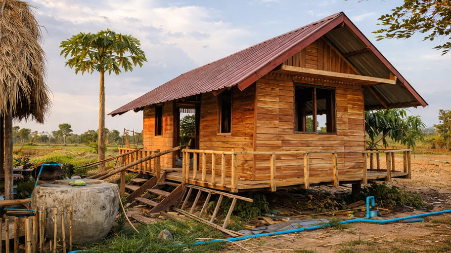 Nhà gỗ đơn sơ