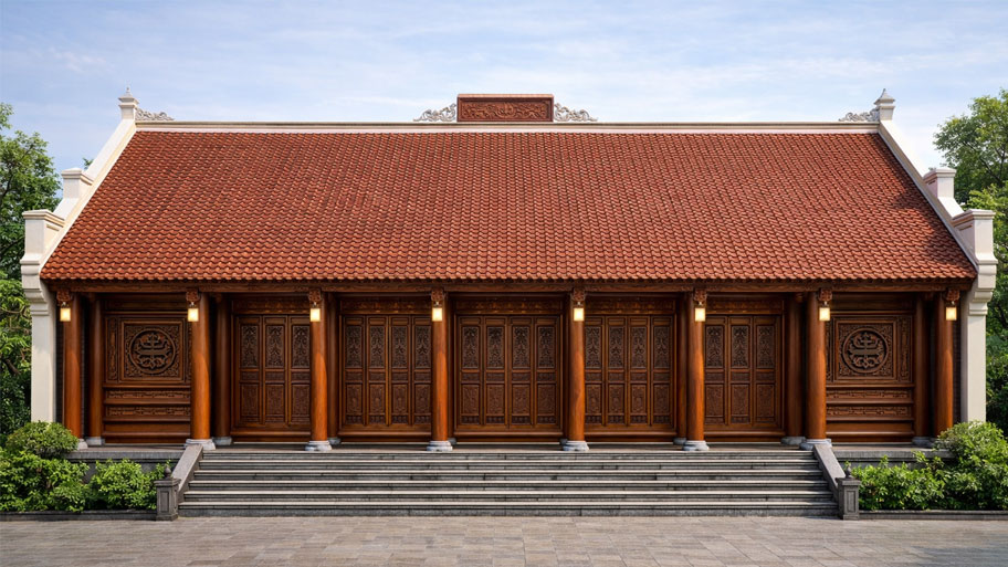 Nhà gỗ lim 5 gian 2 chái