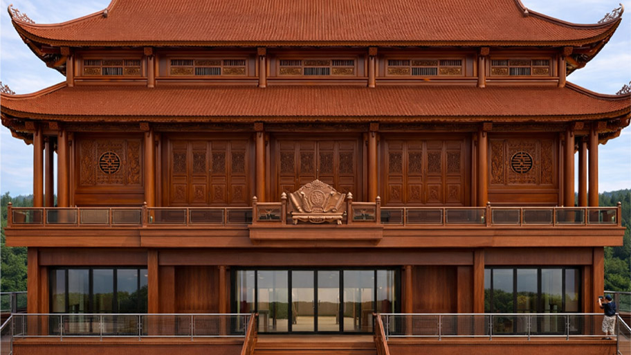 Nhà gỗ xoan 5 gian 2 tầng