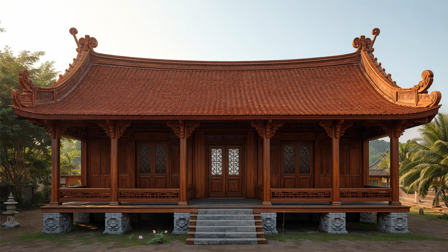 Nhà sàn gỗ xoan 5 gian
