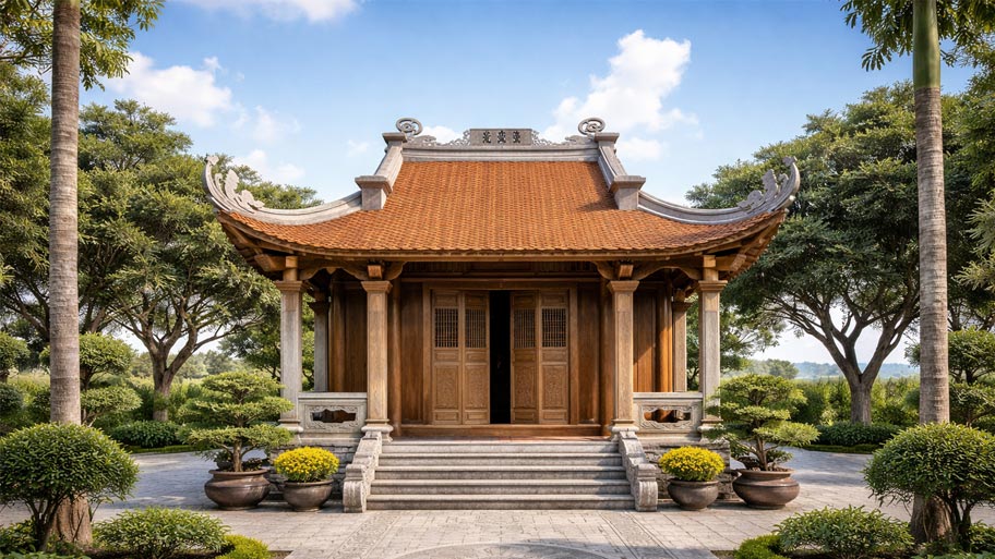 Nhà thờ họ 1 gian bằng gỗ