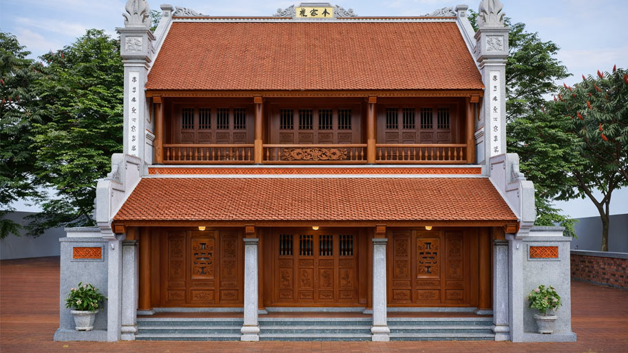 Nhà thờ họ bằng gỗ 3 gian 2 tầng