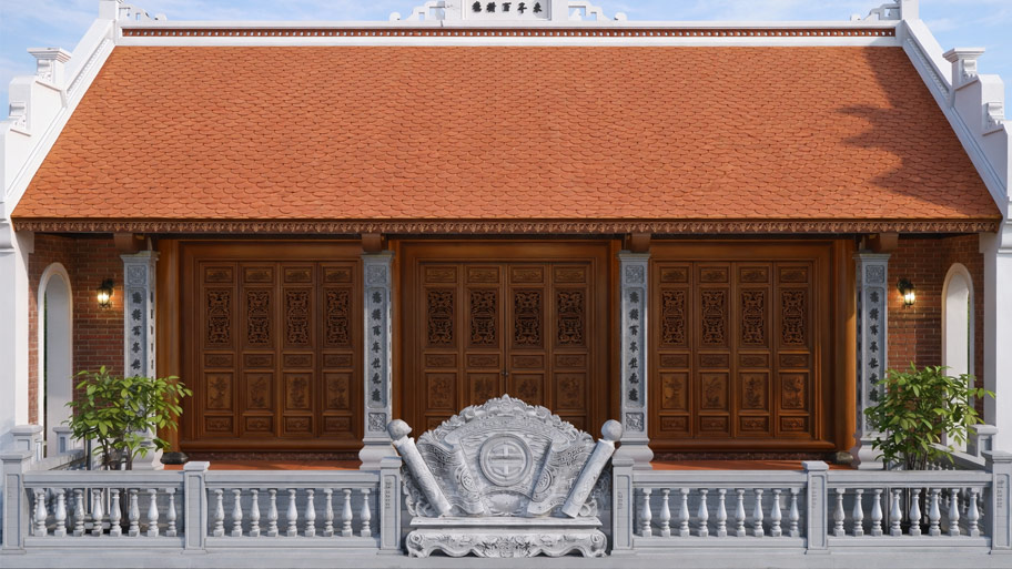 Nhà thờ tự 3 gian 2 dĩ đẹp