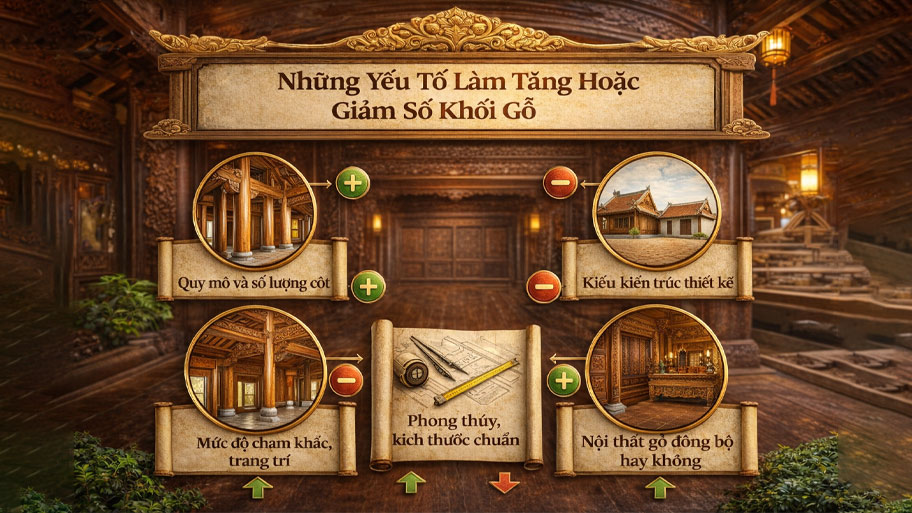 Những yếu tố làm tăng hoặc giảm số khối gỗ