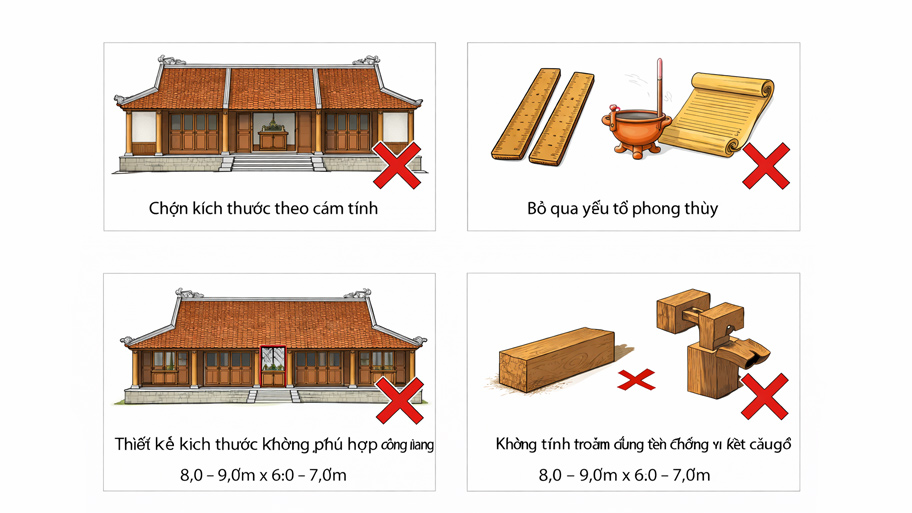 Sai lầm cần tránh khi chọn kích thước nhà gỗ 3 gian