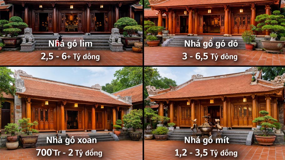 Giá nhà gỗ theo vật liệu gỗ