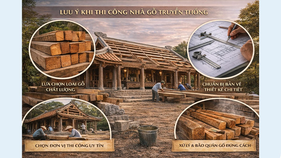 Lưu ý khi thi công nhà gỗ truyền thống