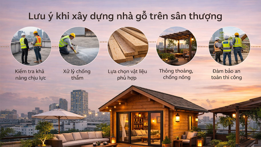 Lưu ý khi xây dựng nhà gỗ trên sân thượng