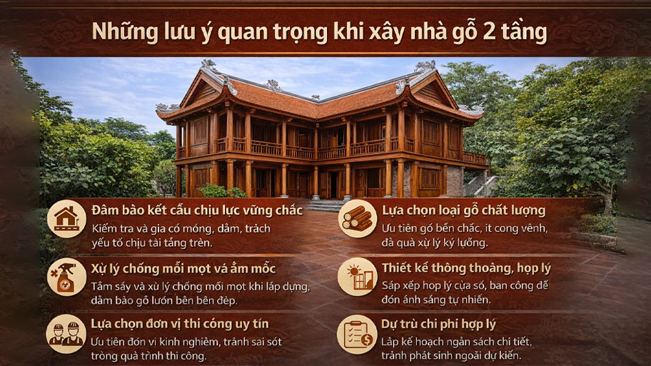 Lưu ý quan trọng khi xây nhà gỗ 2 tầng