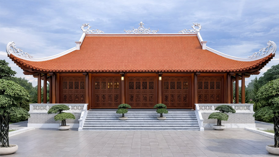 Mẫu nhà gỗ 5 gian 4 mái đẹp