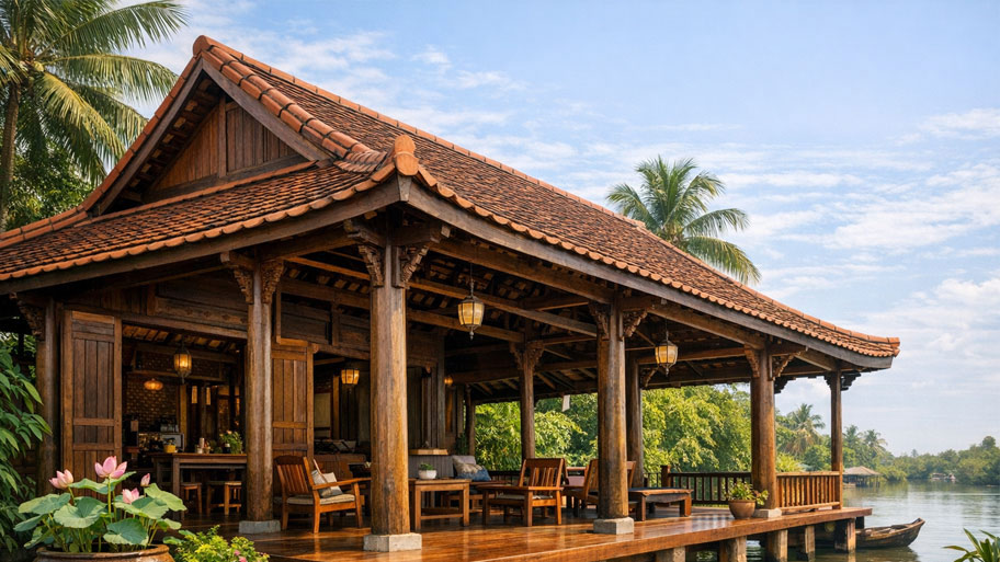 Mẫu nhà gỗ mái Thái