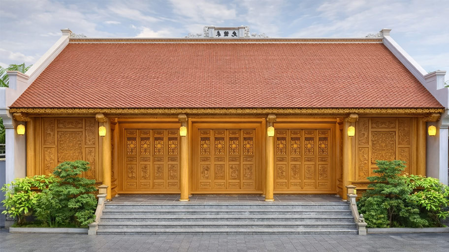 Nhà gỗ 3 gian 2 chái mái Thái