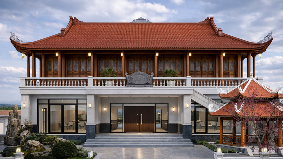 Nhà gỗ 5 gian 2 chái 4 mái