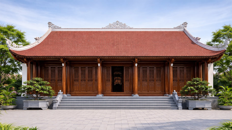 Nhà thờ họ 5 gian 4 mái