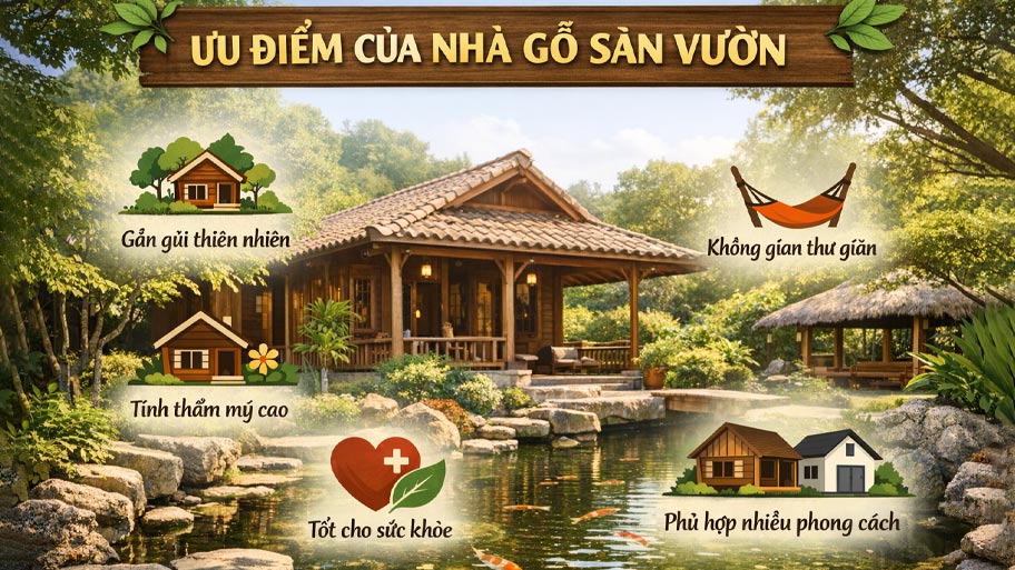 Ưu điểm của nhà gỗ sân vườn