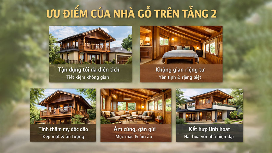 Ưu điểm của nhà gỗ trên tầng 2