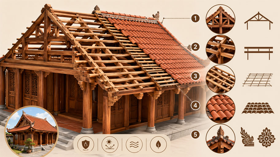 Cấu tạo mái nhà gỗ