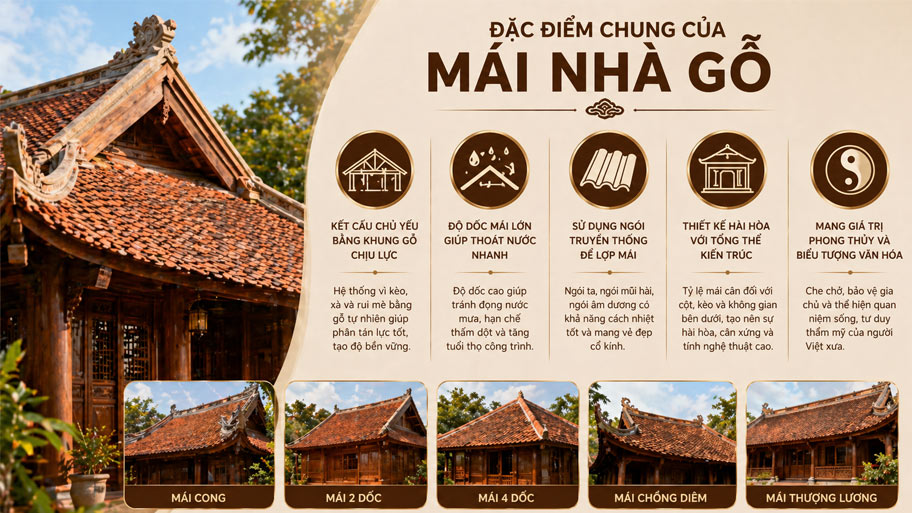 Đặc điểm mái nhà gỗ