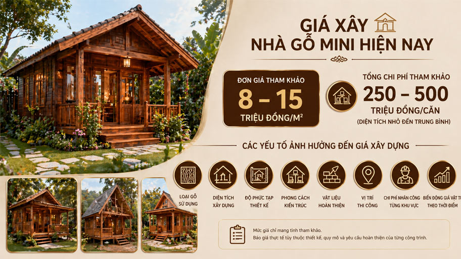 Giá xây nhà gỗ mini hiện nay