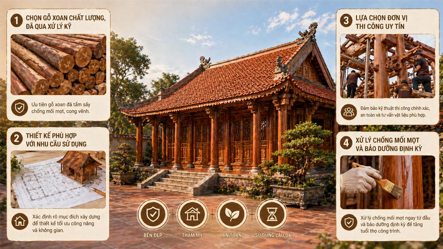 Kinh nghiệm xây nhà gỗ xoan đẹp