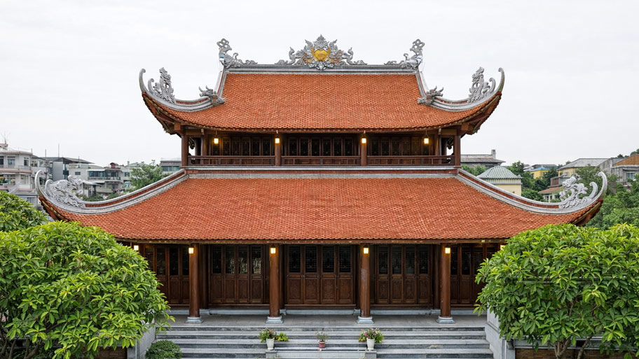 Mái nhà gỗ 2 mái