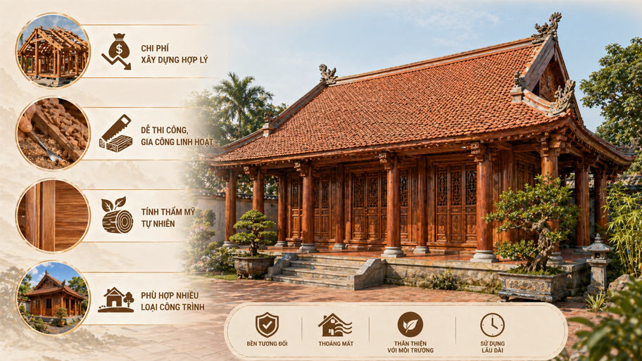 Ưu điểm nhà gỗ xoan