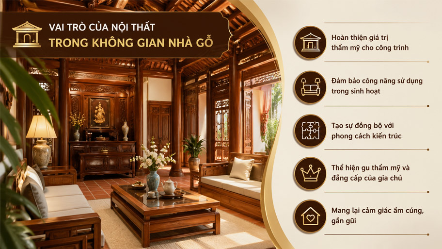 Vai trò của nội thất trong không gian nhà gỗ