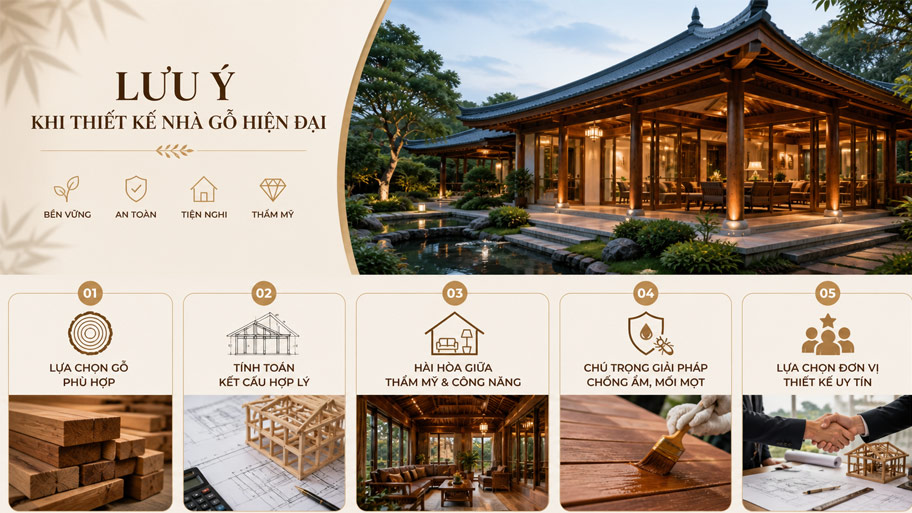 Lưu ý khi thiết kế nhà gỗ hiện đại